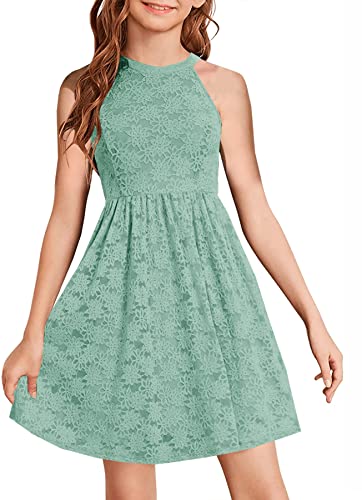 HOSIKA Girls Elegant Halter Neck Lace Casual Holiday School Party