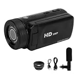 Kamera Wideo Kamera, Rejestrator Cyfrowy 1080P HD 16 MP, Kamera do Vlogowania z 16-krotnym Zoomem, Kamera Handycam z 3-calowym Ekranem z Odchylanym Ekranem i Mikrofonem