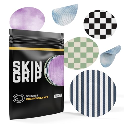 Skin Grip Adhesive Patches Compatible with Dexcom G7 & Stelo CGM – Waterproof & Sweatproof Cover for Continuous Glucose Monitor Sensor, Stays Secure for 10-15 Days – 10 Pack, Classic Pack