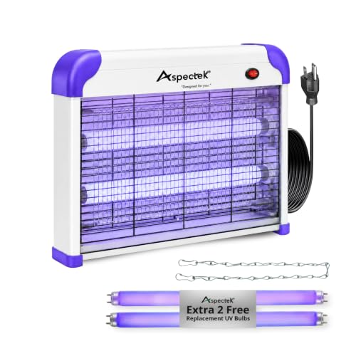 ASPECTEK 20W Heavy Duty Bug Zapper, High-Voltage Electric Mosquito and Fly Killer, Indoor and Covered Outdoor Gnat Control for Bedroom, Patio and Greenhouse, Includes 2 Bulbs - Purple