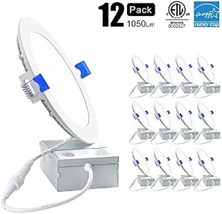 Ensenior 12 Pack 6 Inch Ultra-Thin LED Recessed Ceiling Light with Junction Box