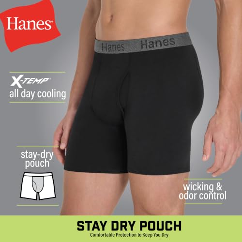 Hanes Men's Stay Dry Pouch Boxer Briefs, Performance Stretch Boxer Brief with Leak Protection, 3-Pack - image 4