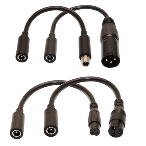 rgzhihuifz 42V 2A Charging Adapter Cable Universal 4 Plugs Replacement for 36V Lithium Battery, Pack DC 5.5 * 2.1 with 8mm 3 Prong /12mm 3 Prong /8mm RCA/3-Pin Male XLR Connector, Power Supply Cord