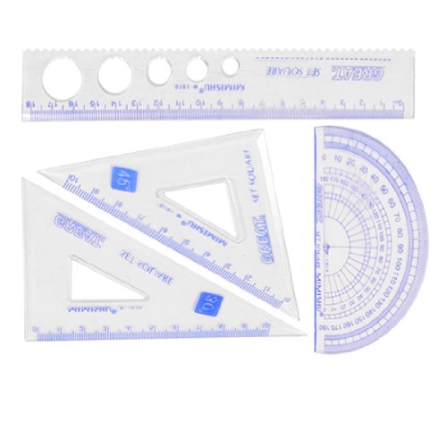 Set de reglas transparentes azules 4 en 1 con bolsa miniatura 1