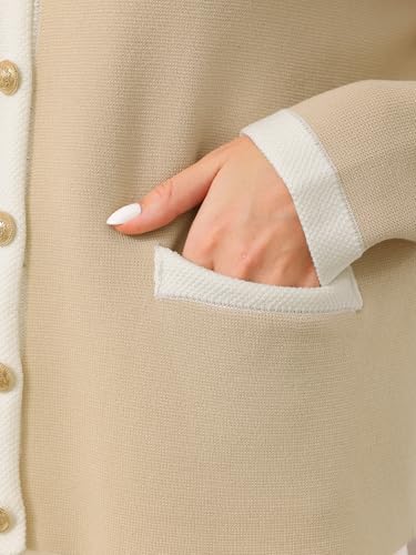 Women's Casual Cardigan Sweater Crewneck Contrast Color Long Sleeve Knit Ribbed Jacket Coat4