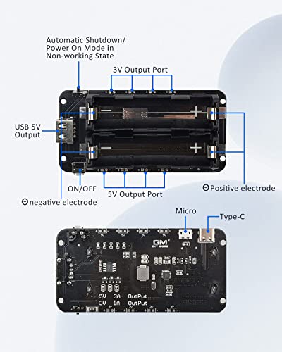 Image of diymore 1865O Battery Holder Double Li-ion V8 Battery Shield Micro USB 5V /3A 3V /1A Power Bank Battery Charging Module for Raspberry Pi and Arduino(2 Holders)