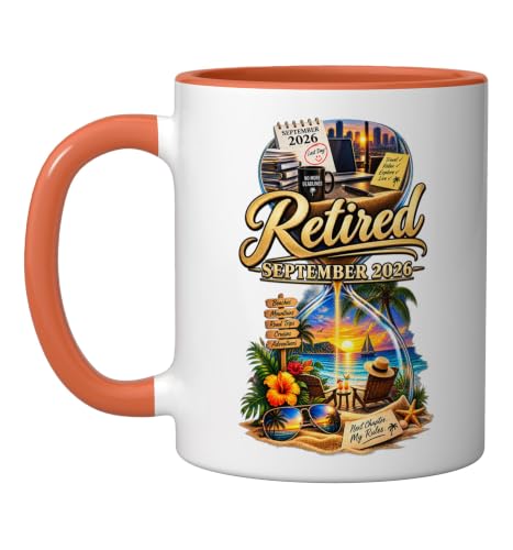 Retired September 2026 Beach Travel Graphic Ceramic Mug, Orange/White, 11oz