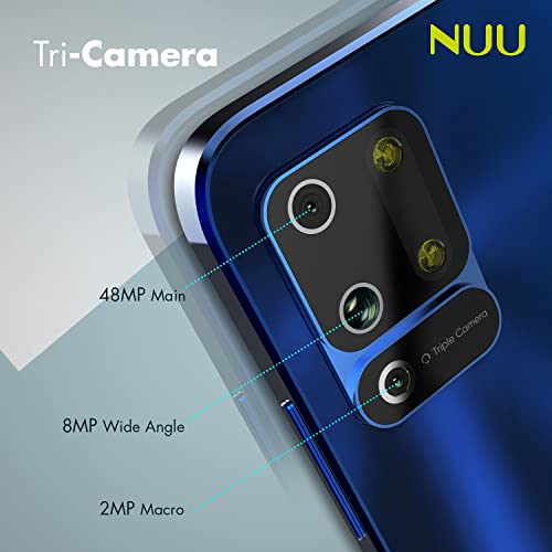 Nuu B10 | 2022 | Unlocked | Us Warranty| 6.55” Hd+ Display | 48Mp Triple-Camera | 64Gb + 4Gb Ram | 4000Mah Battery | Android 11 | (Blue Color) #TOP1
