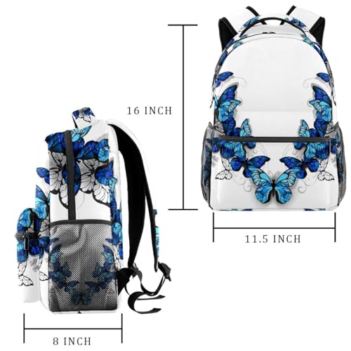 Sac de voyage décontracté et scolaire à motif papillon bleu multicolore - 2