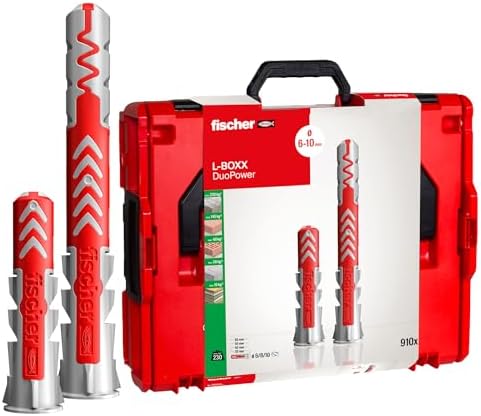 fischer L-Boxx 102 DuoPower, 910-teiliges Dübelset, 6-10 mm Durchmesser, 30-65 mm Länge, für Profis und Heimwerker, universeller Einsatz - optimal für unbekannte Untergründe