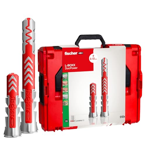 fischer L-Boxx 102 DuoPower, 910-teiliges Dübelset, 6-10 mm Durchmesser, 30-65 mm Länge, für Profis und Heimwerker, universeller Einsatz - optimal für unbekannte Untergründe