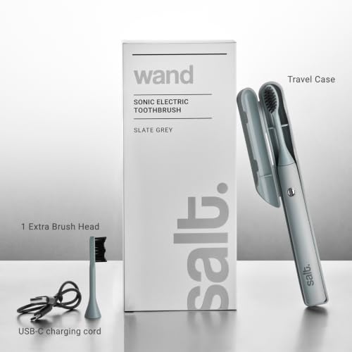 Image of Salt. Oral Care Wand Sonic Electric Toothbrush - Slate Grey | USB Rechargeable | Use with 5W Charger