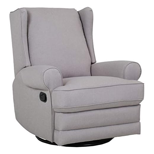 Amazon Brand – Ravenna Home Manning Upholstered Swivel Glider Recliner, 34.6"W, Light Grey