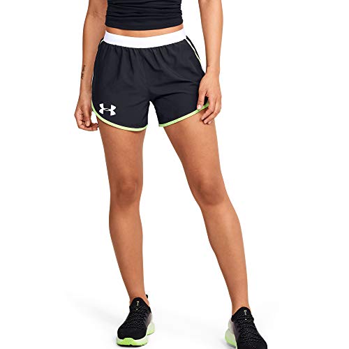 Under Armour Women's Fly By 2.0 Wordmark Running Shorts, Black (001)/Reflective, Small