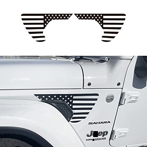 Zxiaochun Side Fender Vent American Flag Decals Precut USA Flag Vinyl Sticker for Jeep Wrangler JL JLU 2018-2022 2023 2024 2025 2026 & Gladiator JT 2020-2023 2024 2025 2026 Accessories(Matte Black)