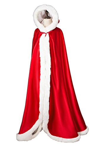 image for BEAUTELICATE Wedding Cape Hooded Cloak for Bride Winter Reversible wit