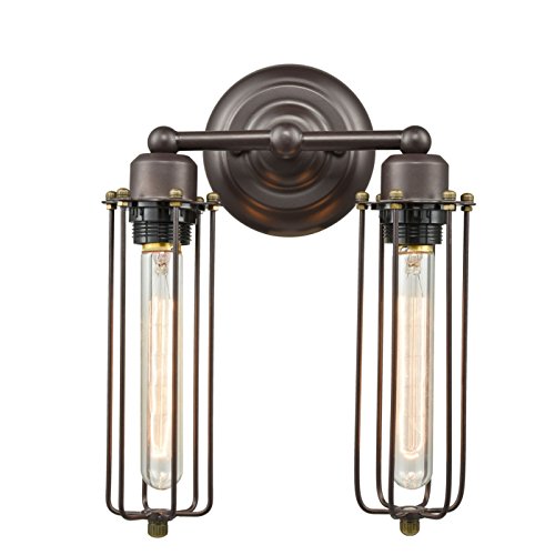 CLAXY® Ecopower Vintage 2-Lights Simplicity Industrial ORB Mini Cage Wall Sconces