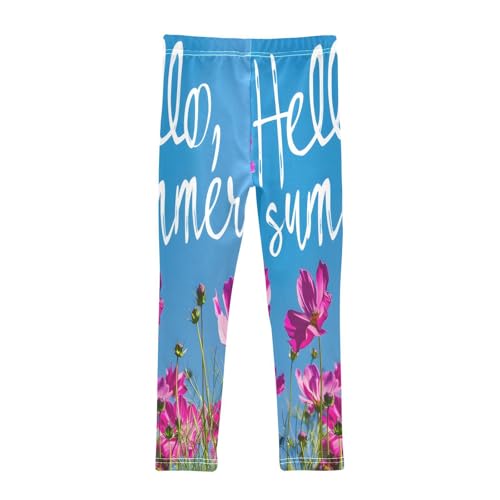 Bolaz Toddler Girls Leggings Printed Yoga Pants Leggings Pink and Purple Flowers for Kids2