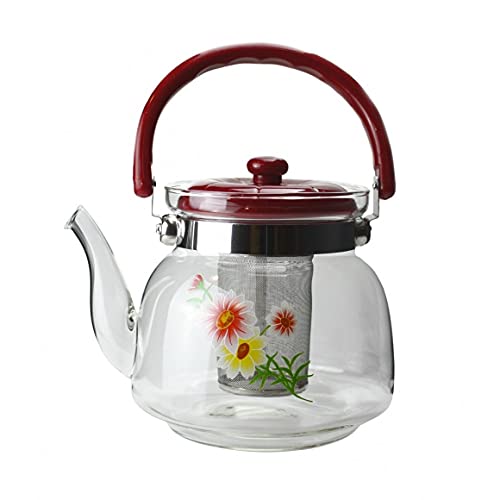 Chaleira de Vidro com Infusor Alça e Tampa de Plástico 1L