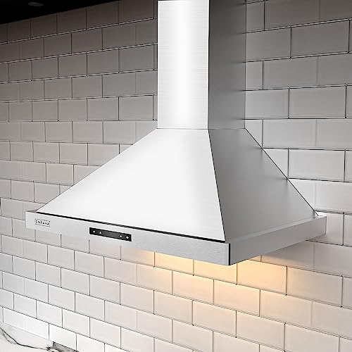 Empava 30 In. 380 Cfm Wall Mount Range Hood With Ducted Exhaust Vent Soft Touch Controls-3 Speed Fan-Permanent Filter-Leds Light In Stainless Steel, 30 Inch, Silver #TOP3