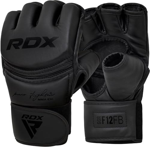 RDX Guantes MMA Artes Marciales Entrenamiento, Maya Hide Cuero Grappling Guantillas, Professional Abierto Palma Gloves, Sparring Kickboxing Muay Thai Saco de Boxeo Lucha Libre Combate, Hombre Mujere