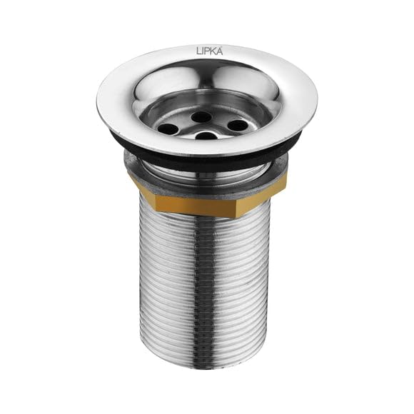 Lipka 5 Inches Full Thread Waste Coupling for Wash Basin | 304 Grade Stainless Steel | Rust-Proof, Chrome Finish | Heavy-Duty Waste Coupling for Bathroom Wash Basin Fitting | Wash Basin Coupling