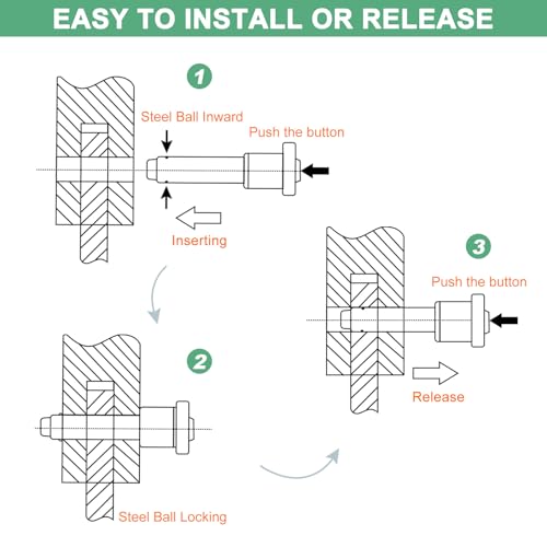 M METERXITY Druckknopf-Kugelverriegelungsstift, 3/16 [5mm] Durchmesser, 25/64 [10mm] Verwendungslänge Schnellverschluss-Stifte [304 Edelstahl]