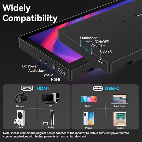 Image of 10.3 Inch Small Touchscreen Monitor, 400cd /m, IPS Stretched Bar LCD Mini Travel Touch Display 1920 * 720 HDMI USBC, Portable Touch Screen for Laptop Computer Windows Aida64 GPU CPU RAM Monitoring