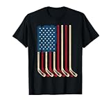 USA Flag Hockey Sticks Patriotic Youth Ice Hockey Player T-Shirt