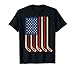 USA Flag Hockey Sticks Patriotic Youth Ice Hockey Player T-Shirt