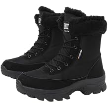 Womens Winter Snow Boots Waterproof Lightweight Warm Faux Fur Lined Mid-Calf Booties
