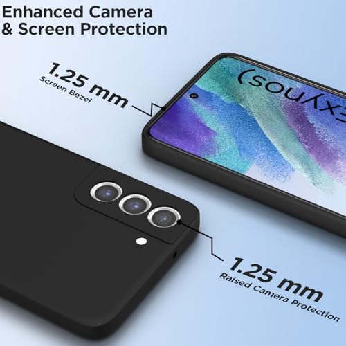 Image of Outlouders Back Cover for Samsung Galaxy S21 FE 5G | Camera Protection | Durable Soft Matte Silicone Bumper Case (Black)