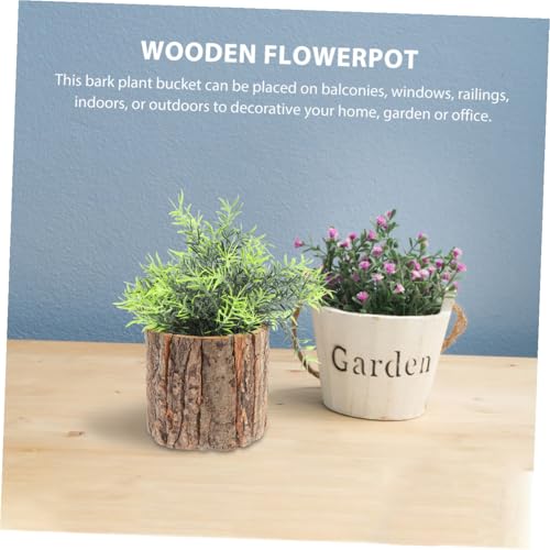 Pots de fleurs en bois écorce rustique pour centre de table champêtre et déco salon