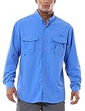 BALEAF Men's Long Sleeve Fishing Shirts UPF 50+ UV Sun Shirt Lightweight Quick Dry Hiking Camping Bluebell L