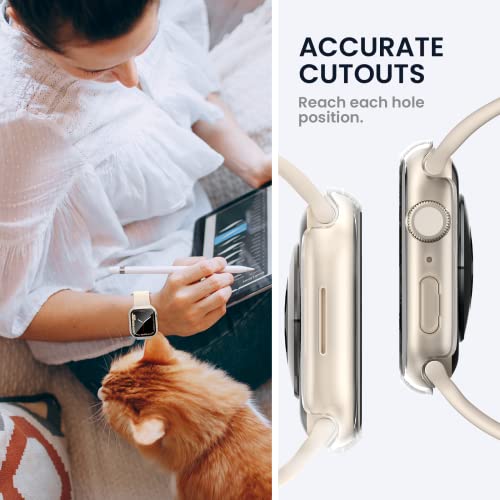 Image of Tensea for Waterproof Apple Watch Screen Protector Case SE2 Series SE 6 5 4 40mm Accessories, iWatch Protective PC Face Cover Built-in Tempered Glass Film, Sweatproof Bumper for Women Men 40 mm