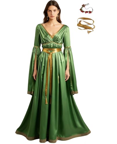 Heodols Princess Leia Costume Adult Women Cosplay Wedding Dress Headband Outfit Robe Headwear