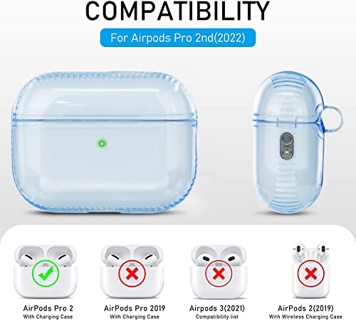 Airpods Pro 2Nd Generation Case Clear - Yomplow Soft Tpu Airpods Pro 2 Case 2022 With Keychain Women Men Shockproof Transparent Protecitve Cover For Apple Airpods Pro 2, Blue #TOP1