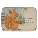 Mr. & Mrs. Panda Personalisierte Badematte Eichhörnchen Weihnachten Design - Geschenk, Badvorleger Mit Gravur, Neujahr, Weihnachtsgruß, Duschvorlage, Vogel, Frohe, Guten Rutsch, Gemustert Wunschtext