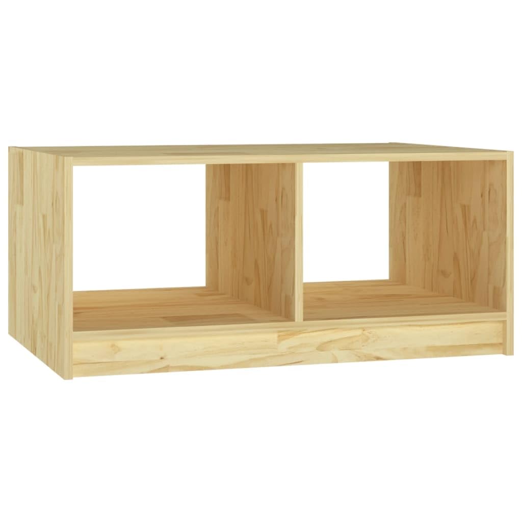 Mesa de centro 75 x 50 x 33,5 cm madera maciza de pino, moderna mesa auxiliar con estante, muebles de salón robustos para aperitivos, bebidas, decoración