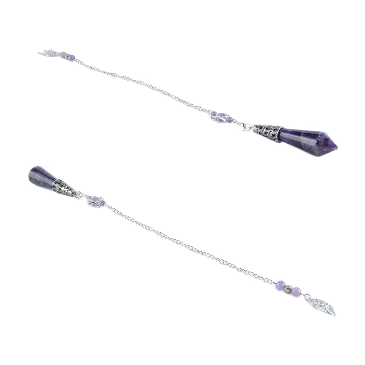Péndulo de adivinación de amatista natural con punta morada facetada, atrapasueños de estrella Merkaba, decoración Reiki, regalo