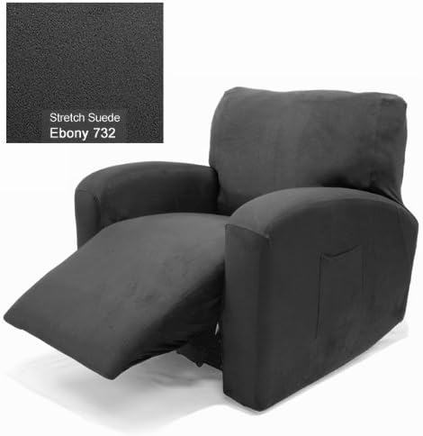 Recliner Chair Cover Stretch Suede Ebony 732