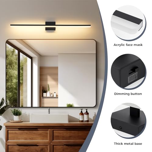 Pasoar LED Modern Bathroom Vanity Light Fixtures 30W Dimmable 5CCT Vanity Light Bar Over Mirror Matte Black Wall Light for Bathroom 39.4 inch Long 110V AC ETL Certificated by Pasoar - Used condition - Image 5
