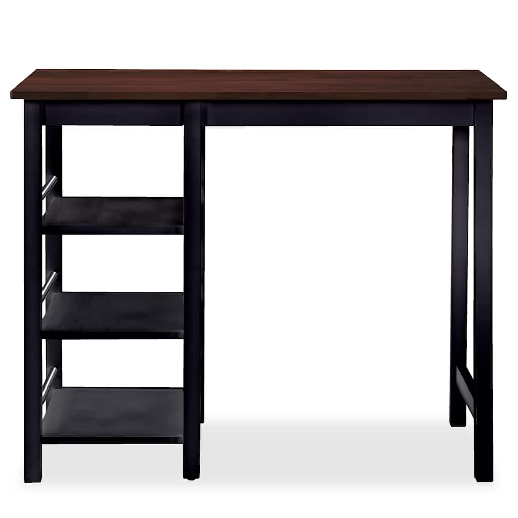 Juego de bar de 3 piezas de MDF negro, mesa de bar y 2 taburetes, con estantes para comedor, cocina, diseño que ahorra espacio, comodidad para familia e invitados
