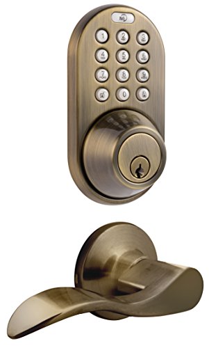 antique electronics - MiLocks DFL-02AQ Electronic Touchpad Entry Keyless Deadbolt and Passage Lever Combo, Antique Brass