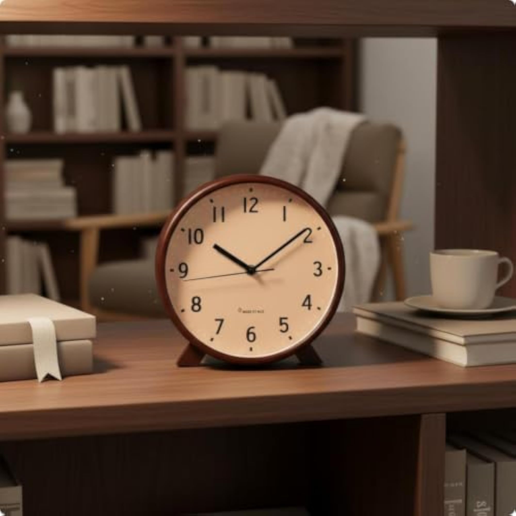 Wooden Mantel Clock, Retro Timepiece for Living Room