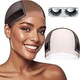 Cospack Lace Wig Grip Cap For Women - 4x5inches Ultra-Thin Transparent Swiss HD Lace Front For Gluelace Wigs - Comfortable Non-slip Adjustable Elastic Headband with Velcro (Brown)