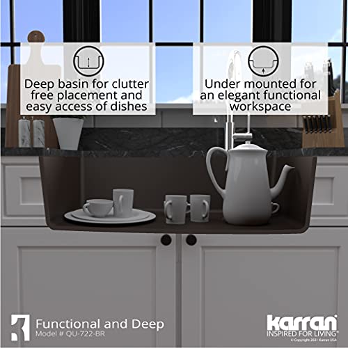 Karran QU-722 Undermount Quartz Composite 33 in. Single Bowl Kitchen Sink in Brown - Thumbnail 6