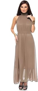 فستان بيج نسائى طويل شيفون لة بطانة دون اكمام