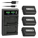 Kastar 3-Pack NP-FH50 Battery and LTD2 USB Charger Replacement for Sony DCR-SX40, DCR-SX41, DCR-SX50, DCR-SX60, HDR-CX100, HDR-CX105, HDR-CX106, HDR-CX11, HDR-CX12, HDR-CX500, HDR-CX505, HDR-CX520