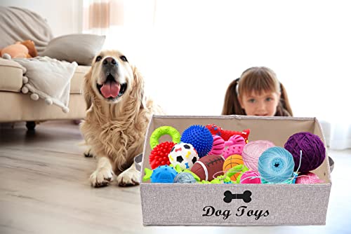 Geyecete Foldable Fabric Trapezoid Organizer Boxes - Collapsible Dog Toy Basket (Light Brown-DOG) - Image 6